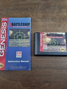 Sega Genesis Super Battleship Video Game Cartridge + Manual
